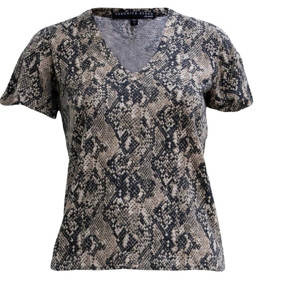 Veronica Beard Jeans Top size S Casey Snake Print V-neck Top - Picture 1 of 7